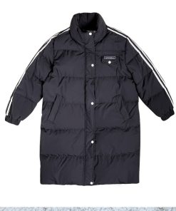 Art School Over-the-Knee Down Jacket for Women, Thickened Winter Coat, Warm Academy Style, Pudding Bear Design