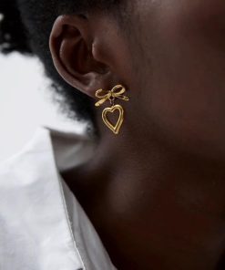 Artistic Fits, Dark Academia Fancy Dress - Bow & Heart Earrings