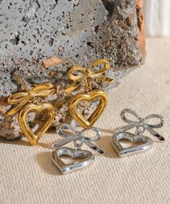 Artistic Fits, Dark Academia Fancy Dress - Bow & Heart Earrings