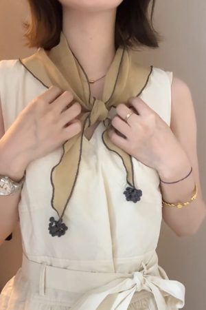 Artistic Ginger Yellow Linen Triangular Scarf - Minimalist Silk Neck Scarf for Summer Sun Protection, Versatile Headscarf
