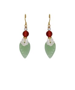 Artistic Retro Leaf Ear Hook Earrings, Handmade Ancient Style Pendants for Hanfu and Qipao, Vintage National Style Jewelry