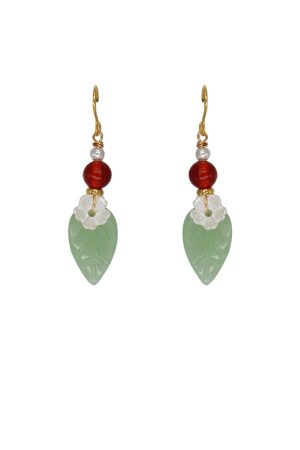 Artistic Retro Leaf Ear Hook Earrings, Handmade Ancient Style Pendants for Hanfu and Qipao, Vintage National Style Jewelry