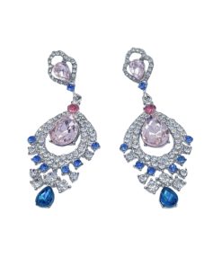 Artistic Retro Palace-Style Fan-Shaped Diamond-Inlaid Drop Earrings for Women - Elegant French Design, 2025 Fashion Accessories