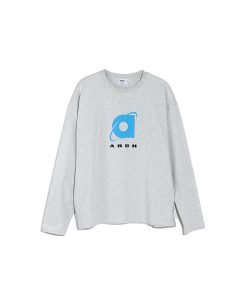 Ash Gray Long Sleeve T-Shirt with Roaring Beast Internet Logo - Trendy 90s Inspired Urban Streetwear Top