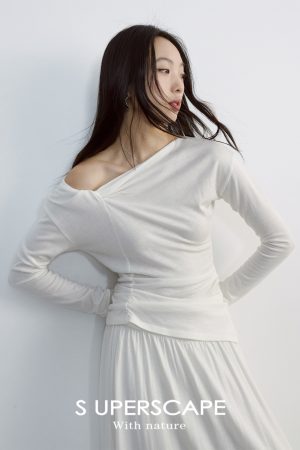 Asymmetric Knot Slant Collar Pleated A-Line Knit Dress - Trendy 90s-Inspired Fashion for Chic Outfits