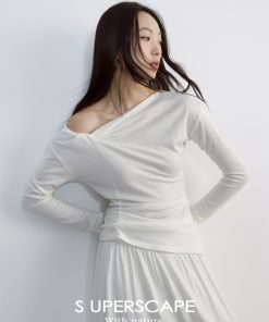 Asymmetric Knot Slant Collar Pleated A-Line Knit Dress - Trendy 90s-Inspired Fashion for Chic Outfits