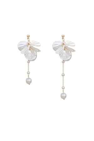 Asymmetric Shell Pearl Earrings for Women - Gentle Forest Style Long Earrings, 2025 Trendy Fairy Vacation Accessory
