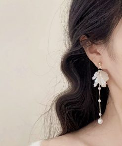 Asymmetric Shell Pearl Earrings for Women - Gentle Forest Style Long Earrings, 2025 Trendy Fairy Vacation Accessory