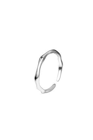 Asymmetric Wave Design Women's Ring - Korean Minimalist Style, Irregular Flowing Look, Trendy Cold Weather Accessory