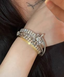 Asymmetrical Cold Shoulder Chain Necklace with Sparkling Diamonds - Light Luxury Sweet Cool Niche Jewelry