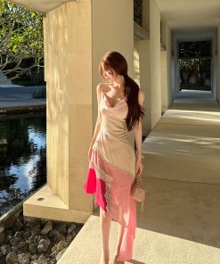 Asymmetrical Fairy Color Matching Skirt - High-End Irregular Mermaid Style for Women - Socialite Fashion Piece