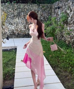 Asymmetrical Fairy Color Matching Skirt - High-End Irregular Mermaid Style for Women - Socialite Fashion Piece