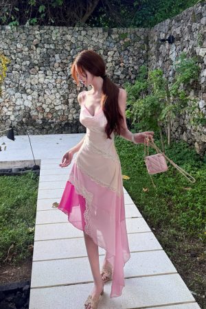 Asymmetrical Fairy Color Matching Skirt - High-End Irregular Mermaid Style for Women - Socialite Fashion Piece