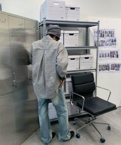 Asymmetrical Hem Long Sleeve Shirt in Bubble Gauze - Breathable Roaring Beast Design for Trendy Y2K Style