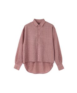 Asymmetrical Hem Long Sleeve Shirt in Bubble Gauze - Breathable Roaring Beast Design for Trendy Y2K Style