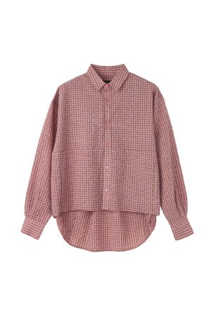Asymmetrical Hem Long Sleeve Shirt in Bubble Gauze - Breathable Roaring Beast Design for Trendy Y2K Style