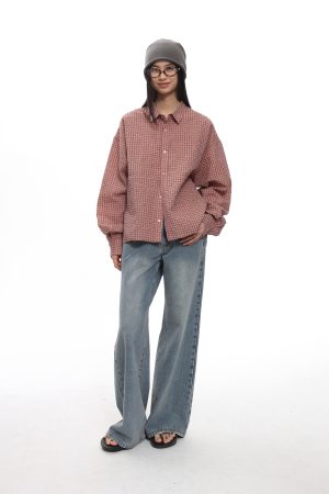Asymmetrical Hem Long Sleeve Shirt in Bubble Gauze - Breathable Roaring Beast Design for Trendy Y2K Style