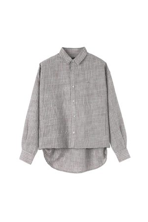 Asymmetrical Hem Long Sleeve Shirt in Bubble Gauze - Breathable Roaring Beast Design for Trendy Y2K Style