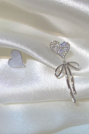 Asymmetrical Love Heart Bow Earrings - High-End Korean Style Light Luxury Ear Studs for Women