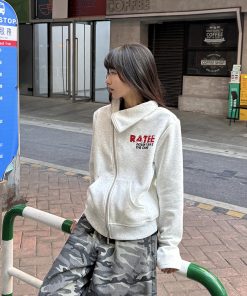 Asymmetrical Zipper Cardigan Hoodie for Women - Chic Spring Autumn Thin Jacket, Short Slim Fit, Niche Style Fashion