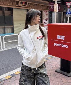 Asymmetrical Zipper Cardigan Hoodie for Women - Chic Spring Autumn Thin Jacket, Short Slim Fit, Niche Style Fashion