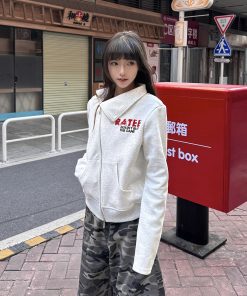 Asymmetrical Zipper Cardigan Hoodie for Women - Chic Spring Autumn Thin Jacket, Short Slim Fit, Niche Style Fashion