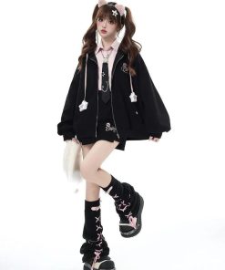 Australian Casual Outfit, Pick Me Girl Outfit - Pastel Goth Lace Up Belted Leg Warmers