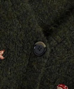 Autumn Dark Outfits, Different Types Of Pants For Women - Goblincore Leaf Embroidery Cardigan