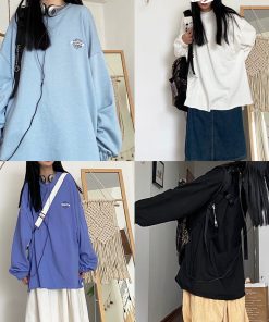 Autumn Fleece Sweatshirt with Daisy Embroidery, Round Neck, Loose Fit, Versatile BF Trend, Streetwear Style