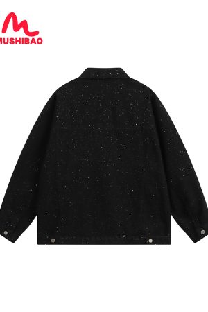 Autumn Heavy Industry Sequin Denim Jacket for Men â€“ Trendy Streetwear, Casual American Style, High-End Fashion