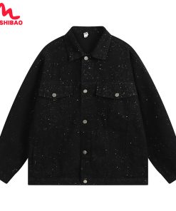 Autumn Heavy Industry Sequin Denim Jacket for Men â€“ Trendy Streetwear, Casual American Style, High-End Fashion