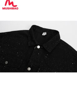 Autumn Heavy Industry Sequin Denim Jacket for Men â€“ Trendy Streetwear, Casual American Style, High-End Fashion