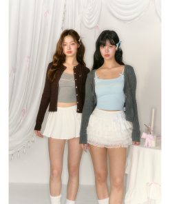 Autumn Knitted Cardigan - Fashionable Gray Sweater Coat with Design Details for Weekend Style