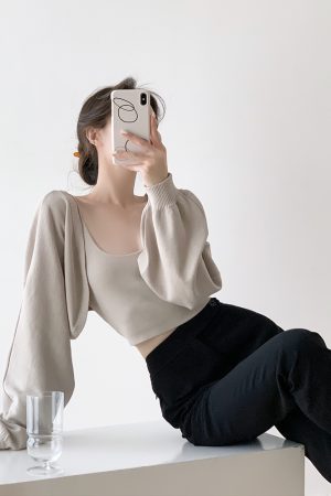 Autumn Knitted Long Sleeve Cardigan & Camisole Two-Piece Set for Women - Cozy Soft Sweater Outfit, Perfect for Layering