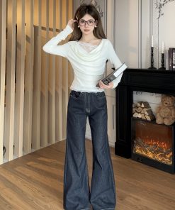 Autumn Lace Knitted Layered Mock Two-Piece Base Top - Slim Fit, Elegant Knitwear for 90s-Inspired Fall Fashion