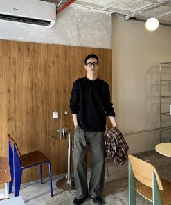 Autumn New American Street Style Green Casual Wide Leg Pants for Men - Versatile Straight Leg Trousers