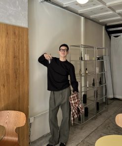 Autumn New American Street Style Green Casual Wide Leg Pants for Men - Versatile Straight Leg Trousers