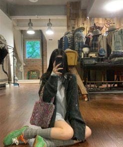 Autumn Pumpkin Korean Style Embroidered Sweater Coat for Women - Loose Soft Crochet Cardigan Top