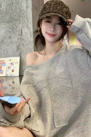 Autumn Pumpkin Korean Style Long Sleeve Off-Shoulder Sweatshirt & Short Skirt Casual Two-Piece Set for Women