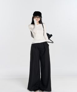 Autumn Tencel Wool Lace Flare Collar Slim Fit Base Layer Top - Stylish Two-Piece Look for 90s Inspired Fashion