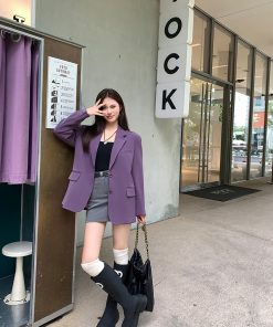 Autumn Vintage Twill Suit Jacket for Women, Casual Blazer, High-End Professional Quality, Stylish Design, Elegant Outerwear