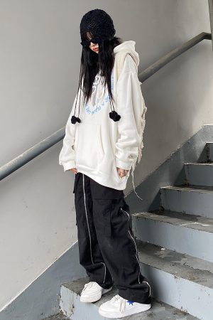 Autumn Winter Hooded Laser Heart Sweatshirt for Couples - Thick Fleece, Loose Fit, Trendy Student Style