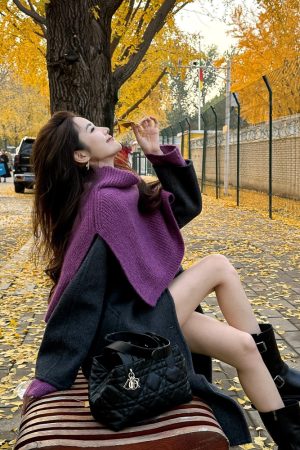 Autumn Winter Irregular Knitted Pullover Neck Warmer Vest High-Neck Scarf Stylish Layering Piece for Women