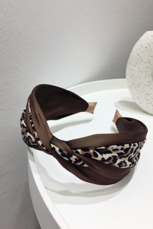 Autumn/Winter 2025 Slimming Leopard Print Patchwork Hairband Clip - Personalized Fashion Knot Wide Edge Accessory