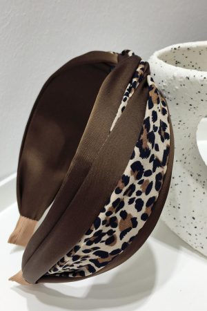 Autumn/Winter 2025 Slimming Leopard Print Patchwork Hairband Clip - Personalized Fashion Knot Wide Edge Accessory