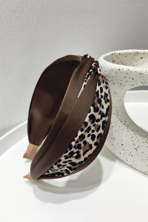Autumn/Winter 2025 Slimming Leopard Print Patchwork Hairband Clip - Personalized Fashion Knot Wide Edge Accessory