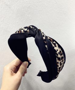 Autumn/Winter 2025 Slimming Leopard Print Patchwork Hairband Clip - Personalized Fashion Knot Wide Edge Accessory