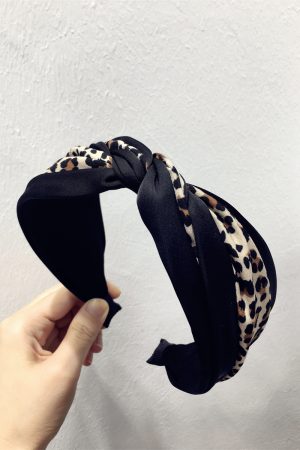 Autumn/Winter 2025 Slimming Leopard Print Patchwork Hairband Clip - Personalized Fashion Knot Wide Edge Accessory