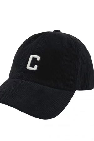 Baby Sauce Letter C 3D Embroidery Corduroy Duckbill Baseball Cap - Korean Style Autumn/Winter Edition