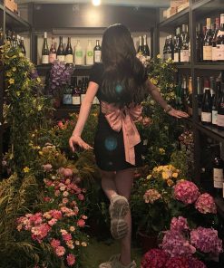 Backless Black Dress with Butterfly Knot, Waist-Cinching Bodycon Skirt, Sweet and Spicy Summer Style